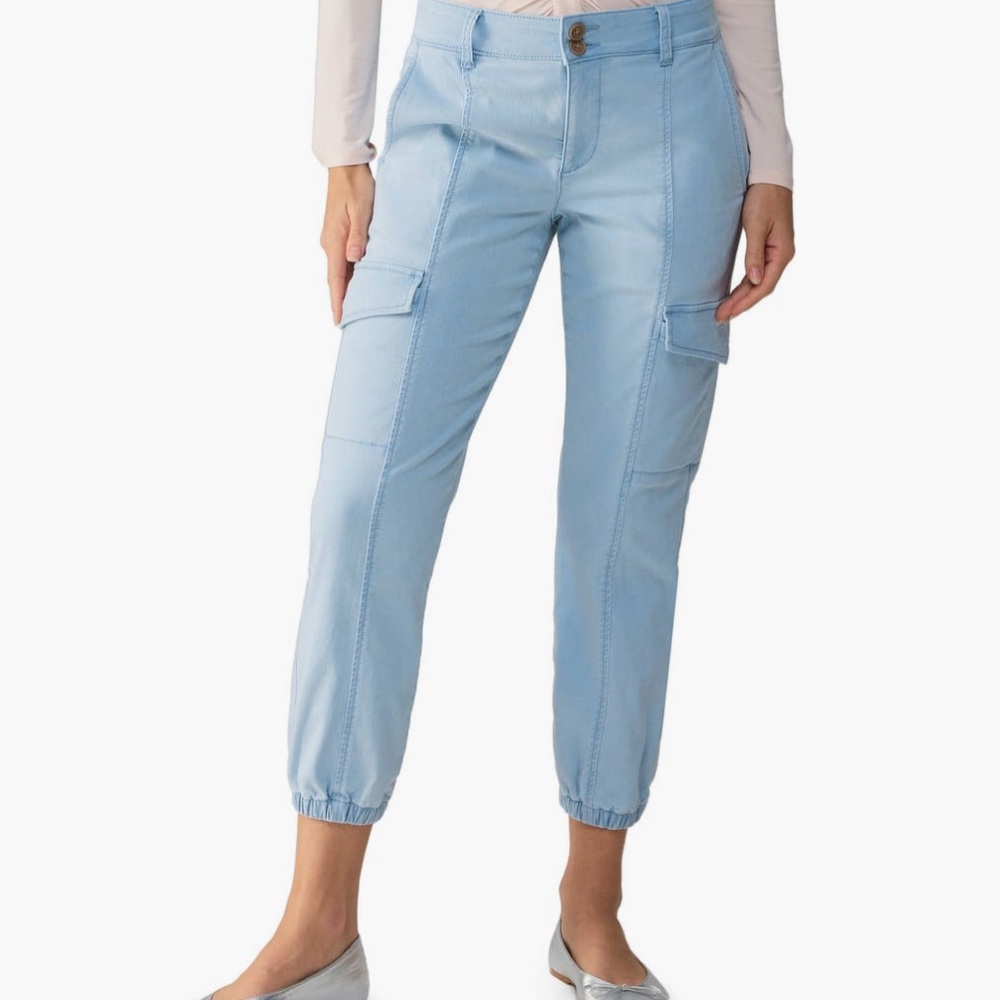 Sanctuary Rebel Cargo Pants Light Blue Cropped Ankle size 24 New without tags